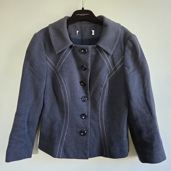 New CAROLINA HERRERA 3/4 Sleeve Gray/White Evening Jacket NWOT Size Petite - Picture 6 of 8